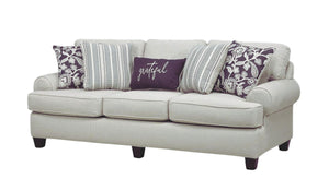 Fusion Awesome Oatmeal Transitional Sofa With Reversible Cushions & Stylish Plaid Pillows For Comfort Khaki Ws,100% Polypropylene 39-00kp Awesome Oatmeal Sofa