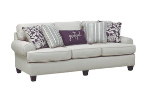 Fusion Awesome Oatmeal Transitional Sofa With Reversible Cushions & Stylish Plaid Pillows For Comfort Khaki Ws,100% Polypropylene 39-00kp Awesome Oatmeal Sofa