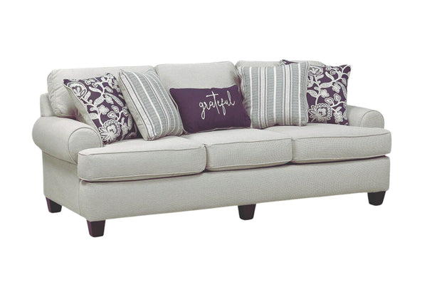 Fusion Awesome Oatmeal Transitional Sofa With Reversible Cushions & Stylish Plaid Pillows For Comfort Khaki Ws,100% Polypropylene 39-00kp Awesome Oatmeal Sofa