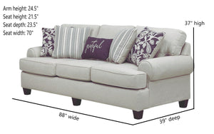 Fusion Awesome Oatmeal Transitional Sofa With Reversible Cushions & Stylish Plaid Pillows For Comfort Khaki Ws,100% Polypropylene 39-00kp Awesome Oatmeal Sofa