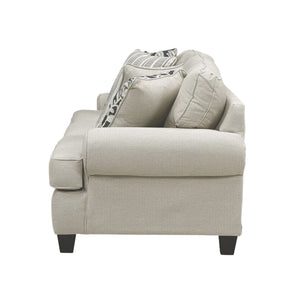 Fusion Awesome Oatmeal Transitional Sofa With Reversible Cushions & Stylish Plaid Pillows For Comfort Khaki Ws,100% Polypropylene 39-00kp Awesome Oatmeal Sofa