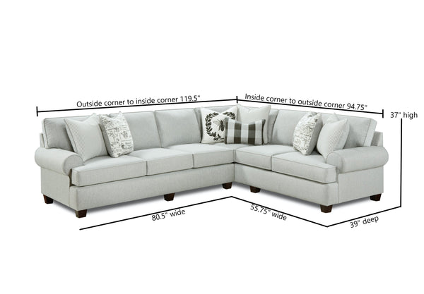 Fusion Dizzy Iron Transitional 2-piece Sectional Sofa With 7 Pillows And Reversible Cushions For Comfort Multi Ws,84% Polypropylene,16% Polyester 39-31l, 33r Dizzy Iron Sectional