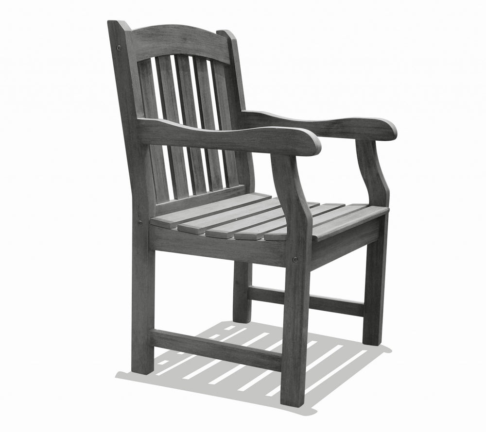 Homeroots Distressed Patio Armchair With Horizontal Slats  Wood 390001