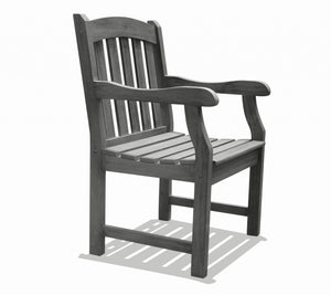 Homeroots Distressed Patio Armchair With Horizontal Slats  Wood 390001