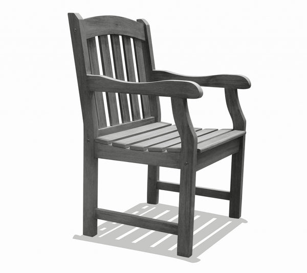 Homeroots Distressed Patio Armchair With Horizontal Slats  Wood 390001