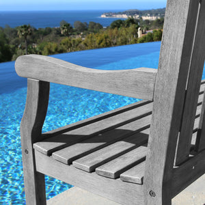 Homeroots Distressed Patio Armchair With Horizontal Slats  Wood 390001