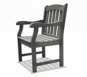 Homeroots Distressed Patio Armchair With Horizontal Slats  Wood 390001
