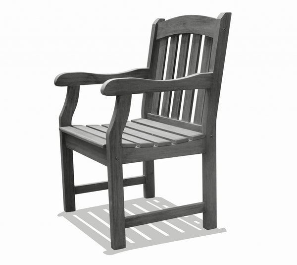 Homeroots Distressed Patio Armchair With Horizontal Slats  Wood 390001