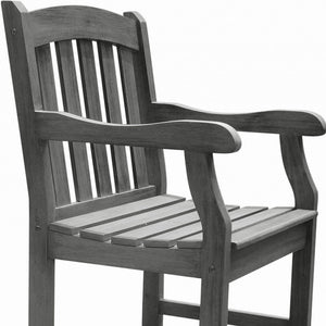 Homeroots Distressed Patio Armchair With Horizontal Slats  Wood 390001