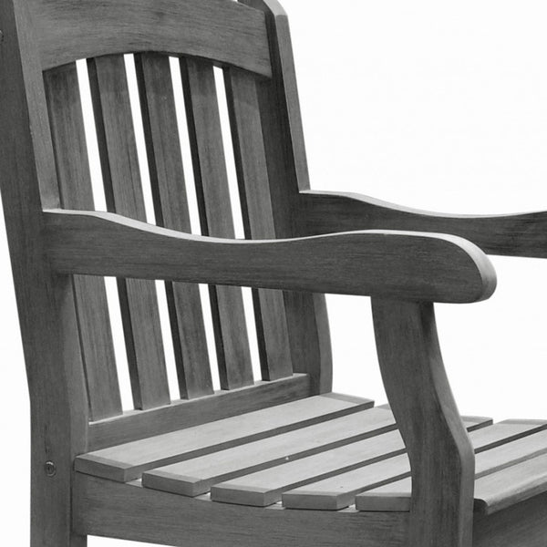 Homeroots Distressed Patio Armchair With Horizontal Slats  Wood 390001