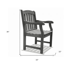Homeroots Distressed Patio Armchair With Horizontal Slats  Wood 390001