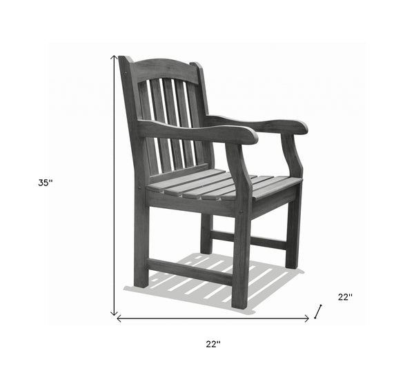 Homeroots Distressed Patio Armchair With Horizontal Slats  Wood 390001