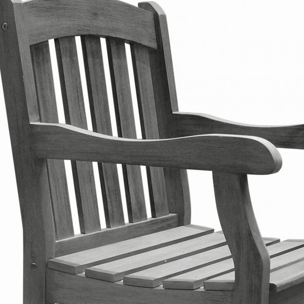 Homeroots Distressed Patio Armchair With Horizontal Slats  Wood 390001