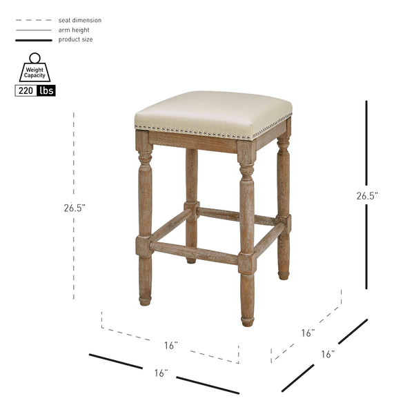 New Pacific Direct Ernie Bonded Leather Counter Stool Set Of 2 - Stylish Turquoise, Beige, Or Black With Nailhead Trim Beige Bonded Leather 3900057-2050-npd