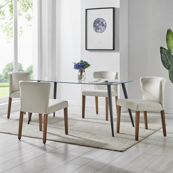 New Pacific Direct Albie Fabric Dining Side Chair Set Of 2 - Chic Low-back Design In Stylish Faux Leather & Fabric Options Cardiff Cream 100% Polyester 3900076-276-npd