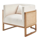 New Pacific Direct Velma Accent Arm Chair w/ Rattan Shortbread/Natural 33 x 29.5 x 29.5