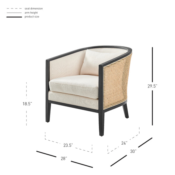New Pacific Direct Tillman Accent Arm Chair w/ Rattan Shortbread/Natural 28 x 30 x 29.5