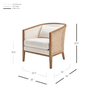 New Pacific Direct Tillman Accent Arm Chair w/ Rattan Shortbread/Natural 28 x 30 x 29.5