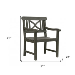 Homeroots Distressed Grey Garden Armchair  Wood 390007