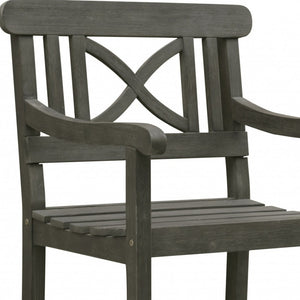 Homeroots Distressed Grey Garden Armchair  Wood 390007