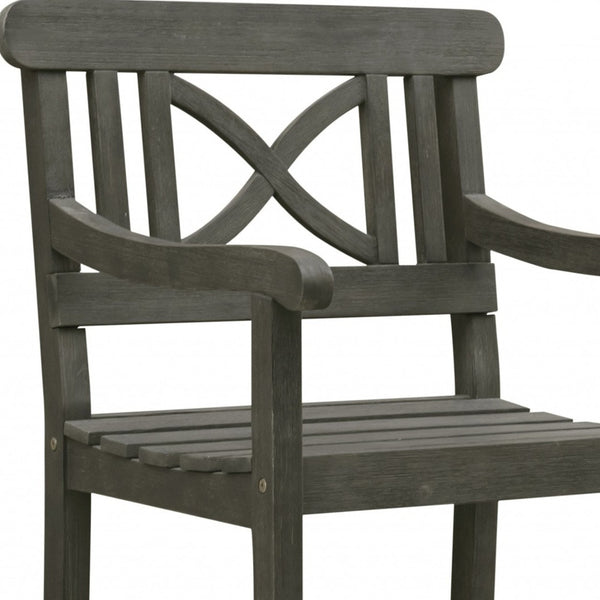 Homeroots Distressed Grey Garden Armchair  Wood 390007