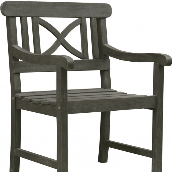 Homeroots Distressed Grey Garden Armchair  Wood 390007