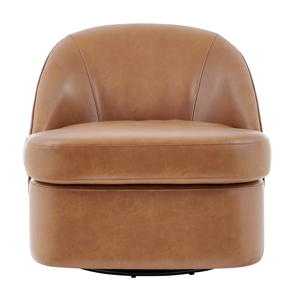 New Pacific Direct Hurley PU Swivel Accent Chair Borneo Chocolate 29 x 32 x 27.5