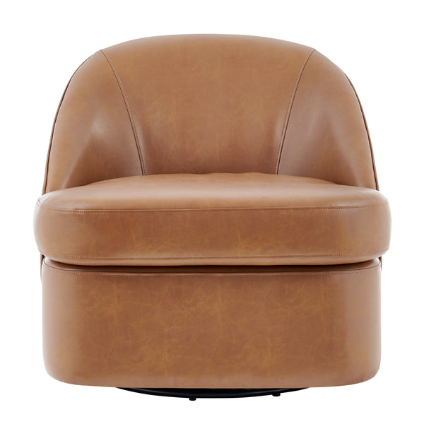 New Pacific Direct Hurley PU Swivel Accent Chair Borneo Chocolate 29 x 32 x 27.5