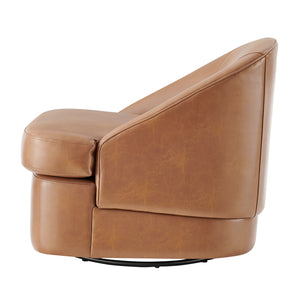 New Pacific Direct Hurley PU Swivel Accent Chair Borneo Chocolate 29 x 32 x 27.5