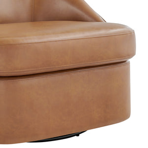 New Pacific Direct Hurley PU Swivel Accent Chair Borneo Chocolate 29 x 32 x 27.5