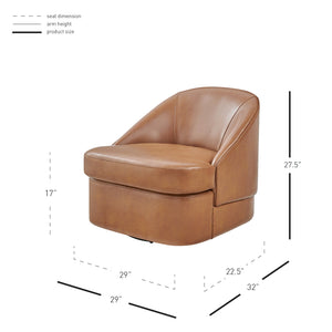 New Pacific Direct Hurley PU Swivel Accent Chair Borneo Chocolate 29 x 32 x 27.5