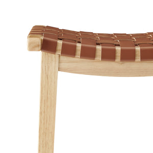 New Pacific Direct Marco Japandi Style Backless Counter Stool – 26" Height, Woven Faux Leather, Solid Wood Legs, Chic Design Ochre Brown  3900084-605-npd