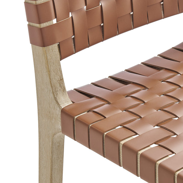 New Pacific Direct Marco Modern Chic Japandi Style Counter Stool With Woven Faux Leather Seat And Driftwood Frame Ochre Brown  3900085-605-dwo-npd