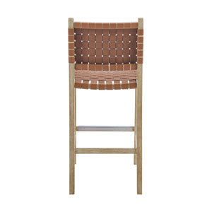 New Pacific Direct Marco Modern Chic Japandi Style Counter Stool With Woven Faux Leather Seat And Driftwood Frame Ochre Brown  3900085-605-dwo-npd