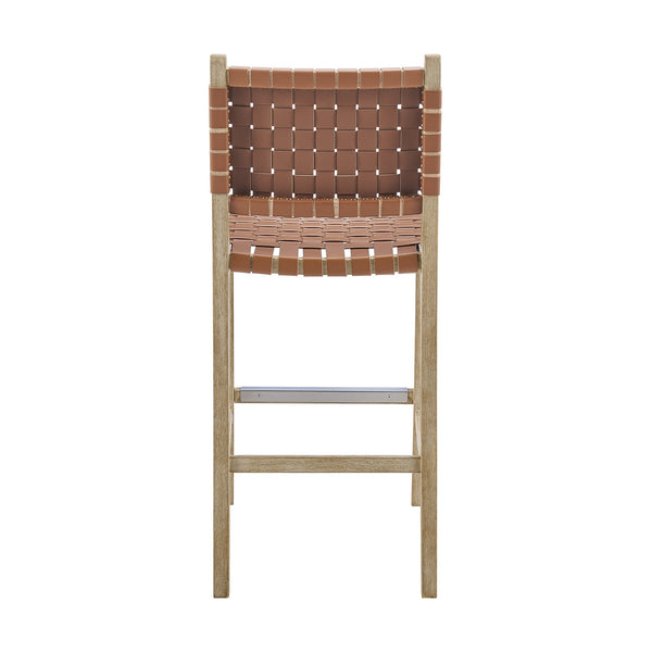New Pacific Direct Marco Modern Chic Japandi Style Counter Stool With Woven Faux Leather Seat And Driftwood Frame Ochre Brown  3900085-605-dwo-npd