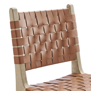 New Pacific Direct Marco Modern Chic Japandi Style Counter Stool With Woven Faux Leather Seat And Driftwood Frame Ochre Brown  3900085-605-dwo-npd