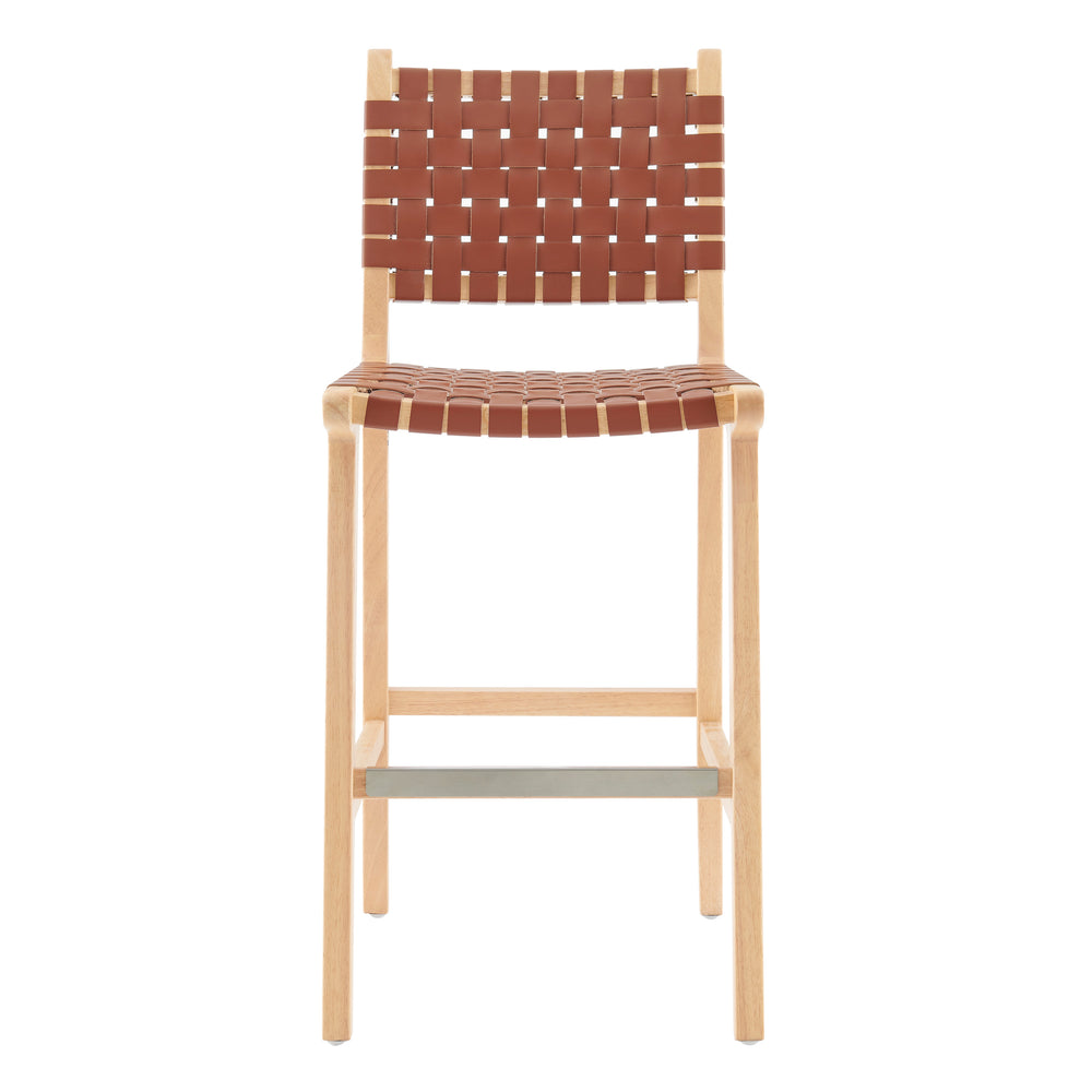 New Pacific Direct Marco PU Counter Stool Ochre Brown 17.5 x 22 x 40