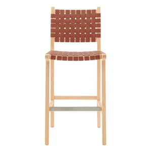 New Pacific Direct Marco PU Counter Stool Ochre Brown 17.5 x 22 x 40