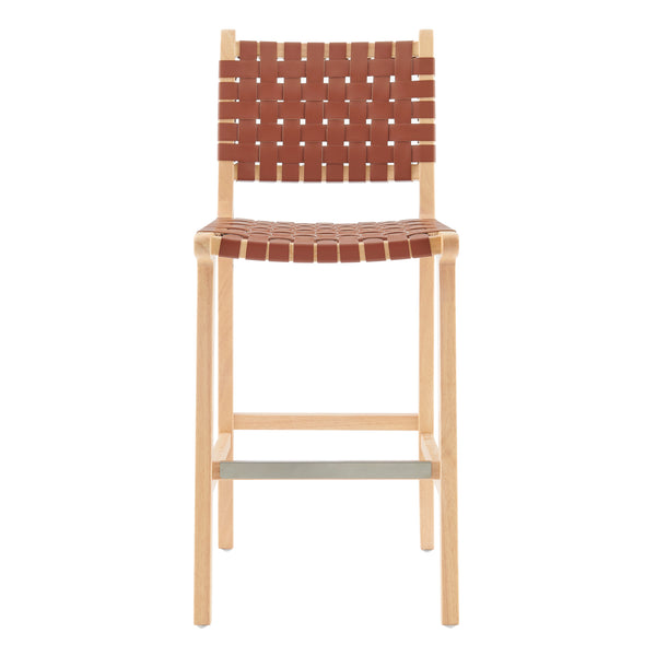 New Pacific Direct Marco PU Counter Stool Ochre Brown 17.5 x 22 x 40
