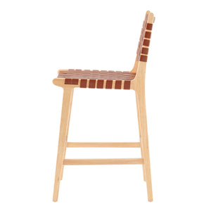 New Pacific Direct Marco PU Counter Stool Ochre Brown 17.5 x 22 x 40