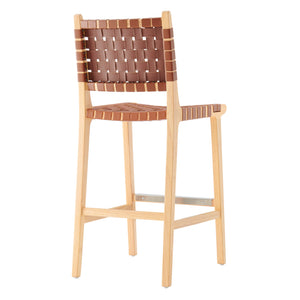 New Pacific Direct Marco PU Counter Stool Ochre Brown 17.5 x 22 x 40
