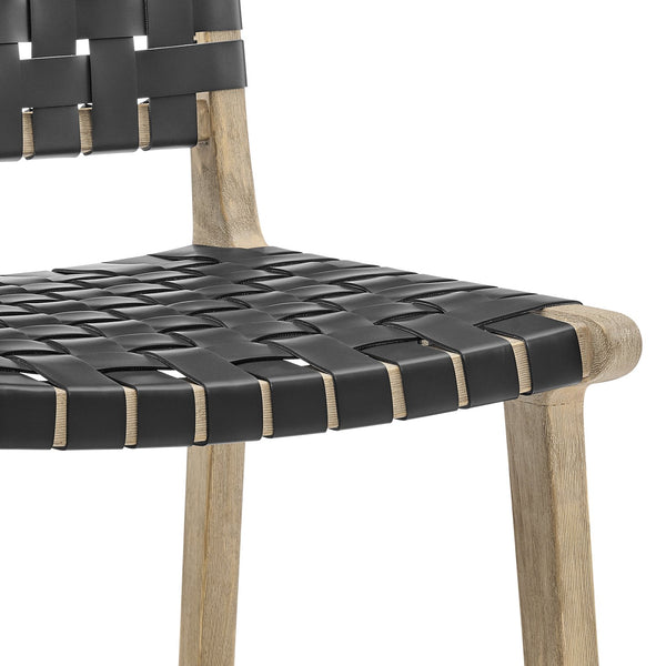 New Pacific Direct Marco Modern Chic Japandi Style Counter Stool With Woven Faux Leather Seat And Driftwood Frame Black  3900085-606-dwo-npd
