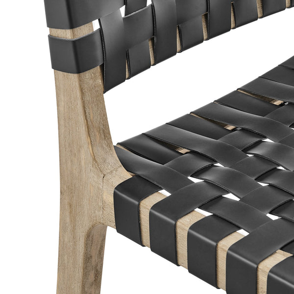 New Pacific Direct Marco Modern Chic Japandi Style Counter Stool With Woven Faux Leather Seat And Driftwood Frame Black  3900085-606-dwo-npd