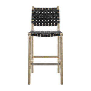 New Pacific Direct Marco Modern Chic Japandi Style Counter Stool With Woven Faux Leather Seat And Driftwood Frame Black  3900085-606-dwo-npd