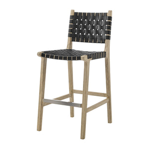New Pacific Direct Marco Modern Chic Japandi Style Counter Stool With Woven Faux Leather Seat And Driftwood Frame Black  3900085-606-dwo-npd