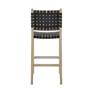 New Pacific Direct Marco Modern Chic Japandi Style Counter Stool With Woven Faux Leather Seat And Driftwood Frame Black  3900085-606-dwo-npd