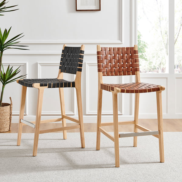 New Pacific Direct Marco PU Counter Stool Black 17.5 x 22 x 40