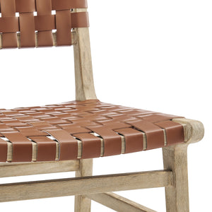 New Pacific Direct Marco Modern Chic Japandi Faux Leather Dining Side Chair Set With Driftwood Frame For Sophisticated Style Ochre Brown  3900086-605-dwo-npd