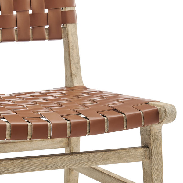 New Pacific Direct Marco Modern Chic Japandi Faux Leather Dining Side Chair Set With Driftwood Frame For Sophisticated Style Ochre Brown  3900086-605-dwo-npd