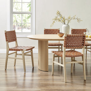 New Pacific Direct Marco Modern Chic Japandi Faux Leather Dining Side Chair Set With Driftwood Frame For Sophisticated Style Ochre Brown  3900086-605-dwo-npd